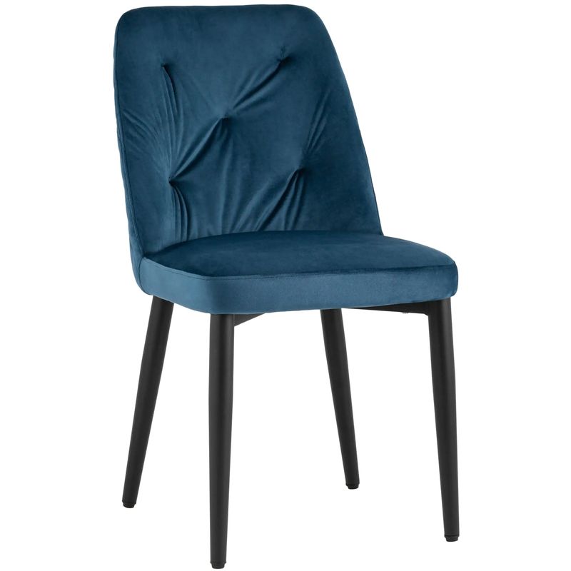 Стул Emma Chair Синий Велюр Синий Черный Стул Emma Chair Синий Велюр Синий Черный во Владивостоке | Loft Concept