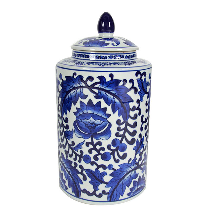 Ваза с крышкой Blue & White Floral Pattern Белый Синий Темно-синий Ваза с крышкой Blue & White Floral Pattern Белый Синий Темно-синий во Владивостоке | Loft Concept