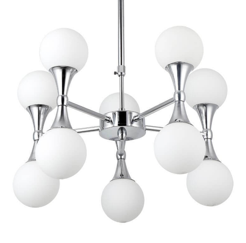 Люстра Ball Valley Chandelier Chromium 10 Белый Хром Люстра Ball Valley Chandelier Chromium 10 Белый Хром во Владивостоке | Loft Concept