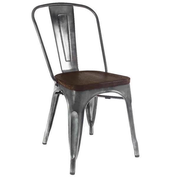 Кухонный стул Tolix Chair Wood Zinc Серебряный Коричневый Кухонный стул Tolix Chair Wood Zinc Серебряный Коричневый во Владивостоке | Loft Concept