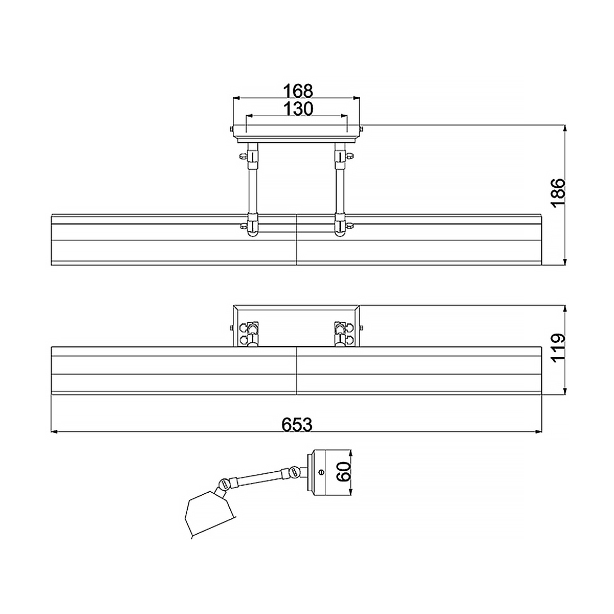Светильник для картин с призматическим плафоном и двойными регулируемыми шарнирами Elstead Lighting во Владивостоке