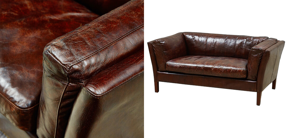 Диван RH SORENSEN Sofa Brown leather double Диван RH SORENSEN Sofa Brown leather double - Loft-Concept во Владивостоке
