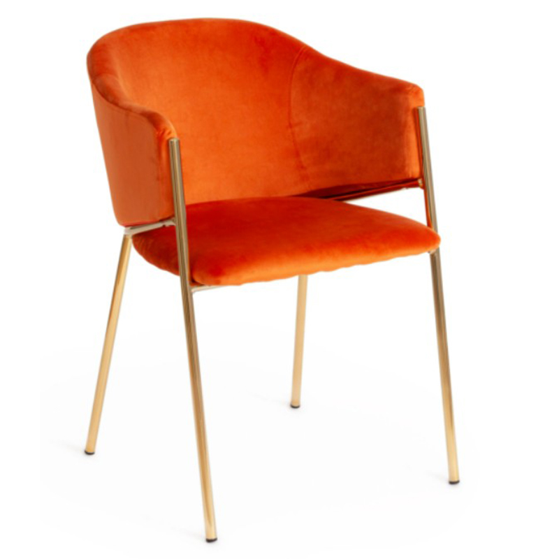 Стул Faisal Orange Velvet Chair Оранжевый Глянцевое золото Стул Faisal Orange Velvet Chair Оранжевый Глянцевое золото во Владивостоке | Loft Concept