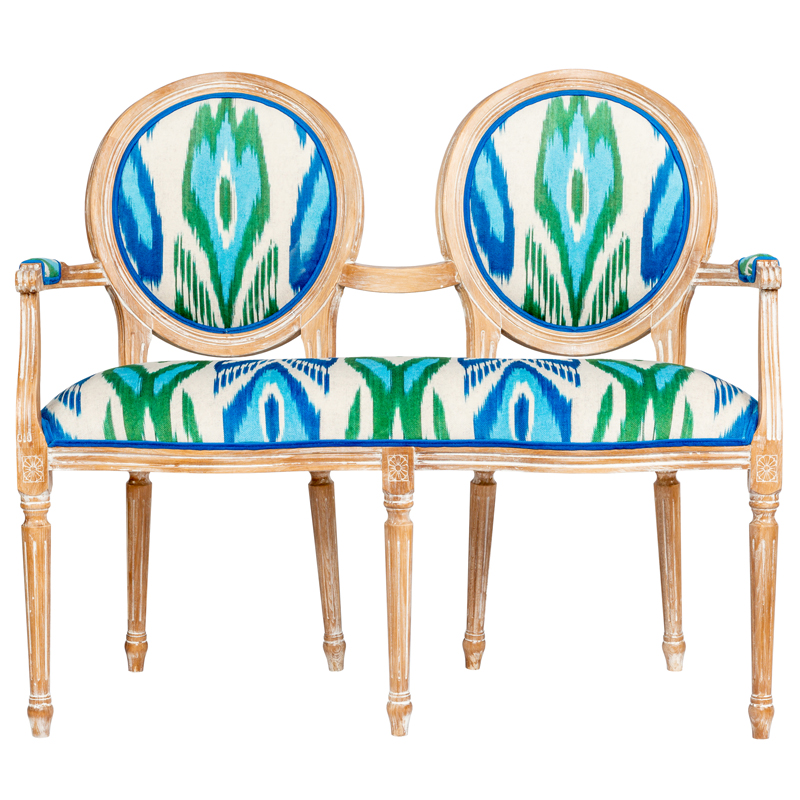 Диванетка с узором Ikat Pattern Белый Коричневый Мульти Диванетка с узором Ikat Pattern Белый Коричневый Мульти во Владивостоке | Loft Concept