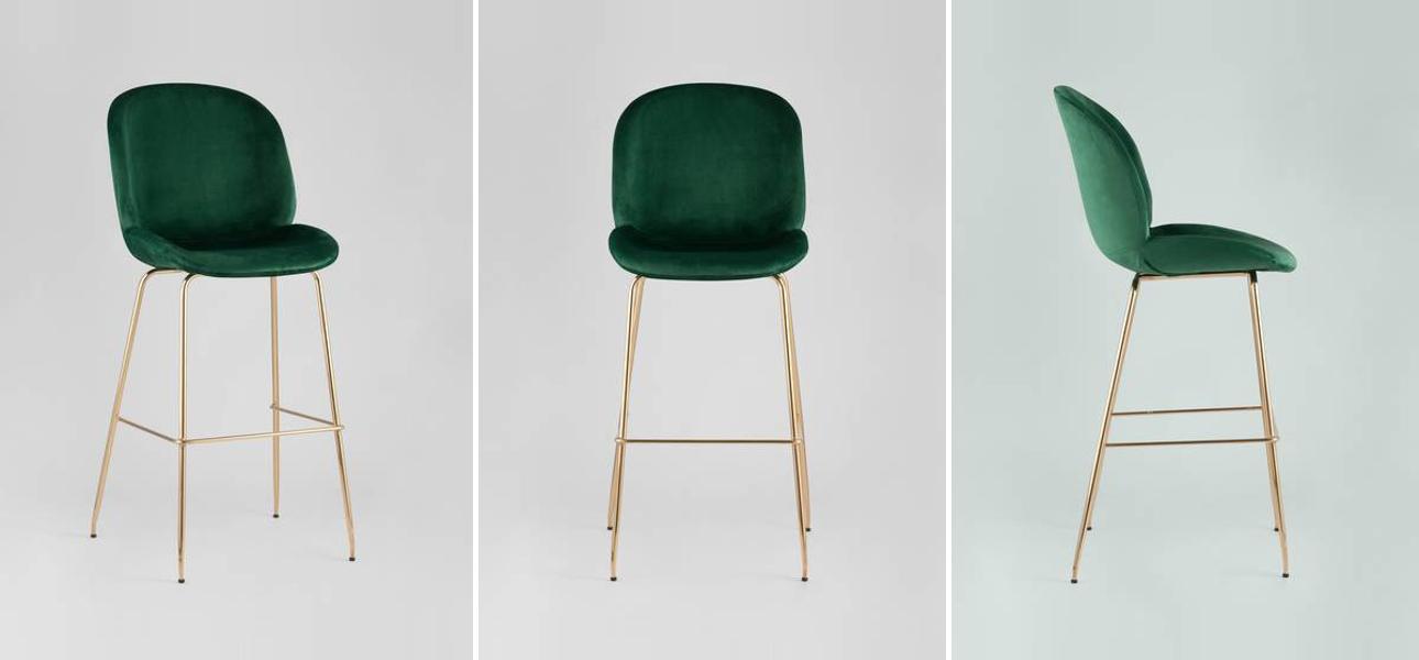 Барный Стул Зеленый Велюр Vendramin Chair - фото