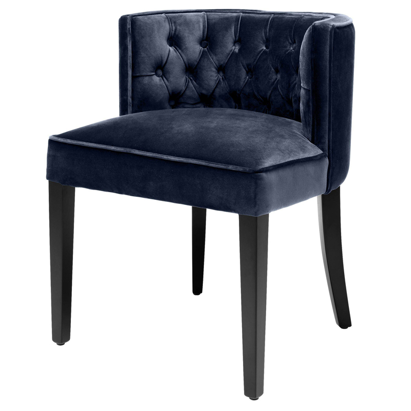 Стул Eichholtz Dining Chair Dearborn blue Темно-синий Черный Стул Eichholtz Dining Chair Dearborn blue Темно-синий Черный во Владивостоке | Loft Concept