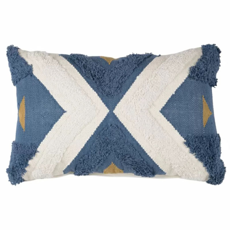 Подушка Blue Ikat Синий Белый Золотой Подушка Blue Ikat Синий Белый Золотой во Владивостоке | Loft Concept