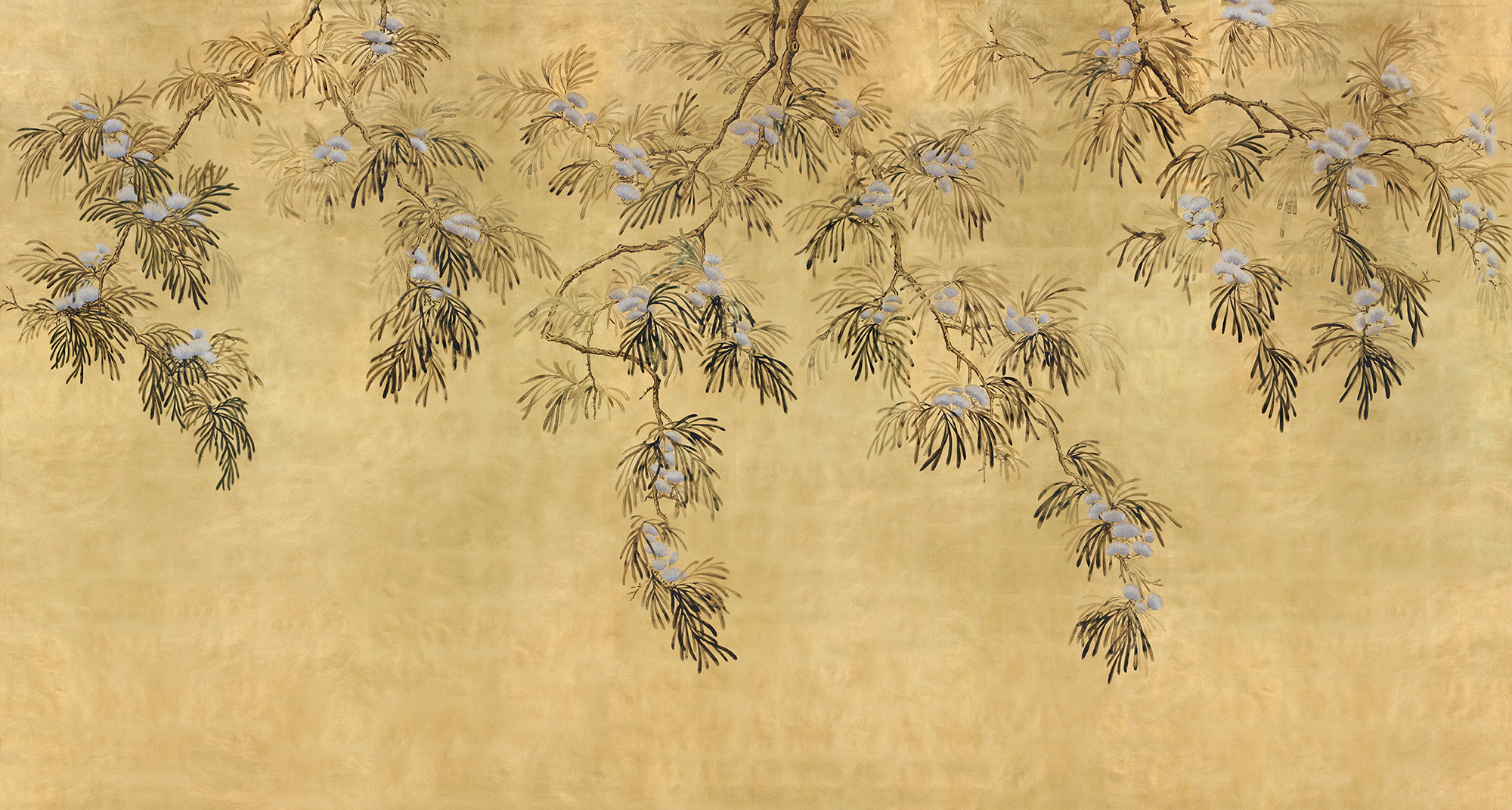 Обои ручная роспись Silk Tree Original colourway on Gold Bullion gilded paper Обои ручная роспись Silk Tree Original colourway on Gold Bullion gilded paper - постер Loft-Concept во Владивостоке