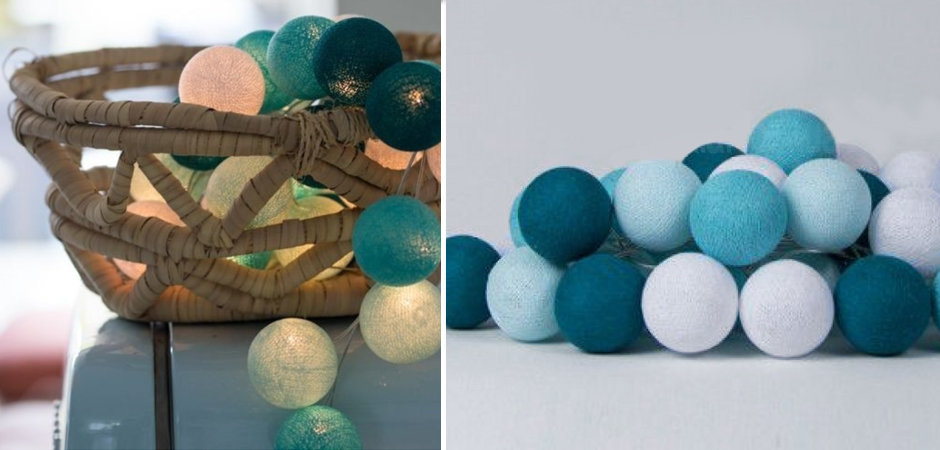 Гирлянда хлопковые фонарики Сotton Ball Aqua - Loft-Concept во Владивостоке