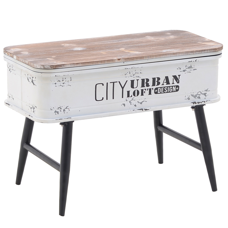 Приставной стол City Urban Loft Design Table white Бежево-серый Белый винтажная патина   во Владивостоке | Loft Concept 