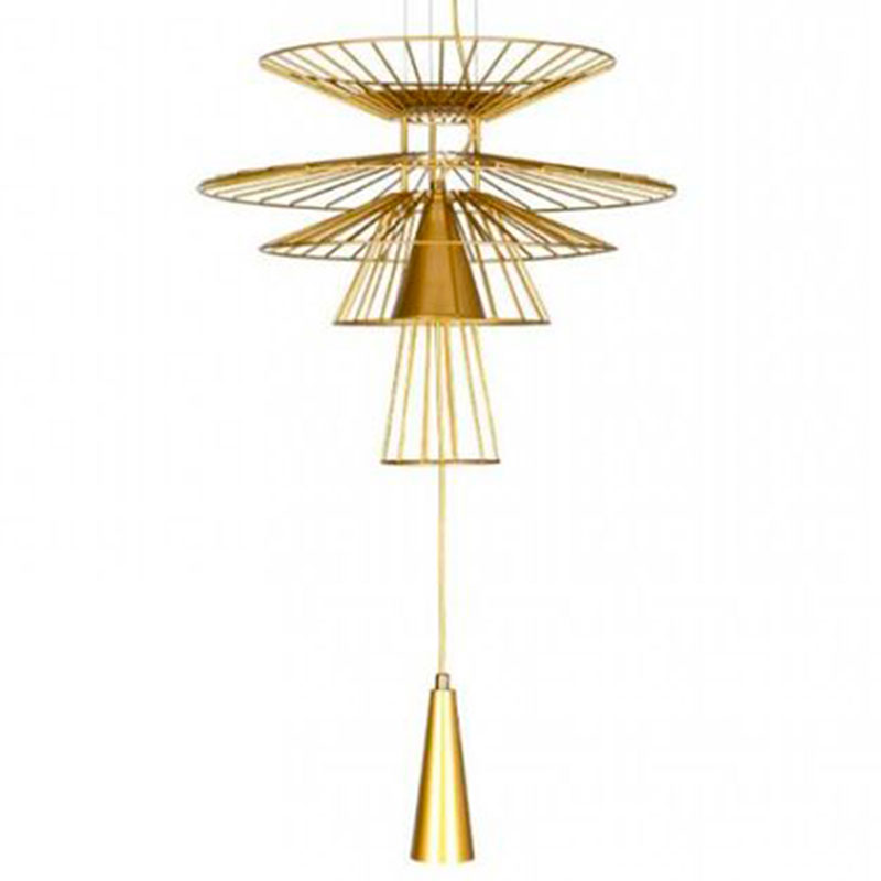 Люстра с металлическим плафоном Shade Metal Chandelier 70 см Золотой Люстра с металлическим плафоном Shade Metal Chandelier 70 см Золотой во Владивостоке | Loft Concept