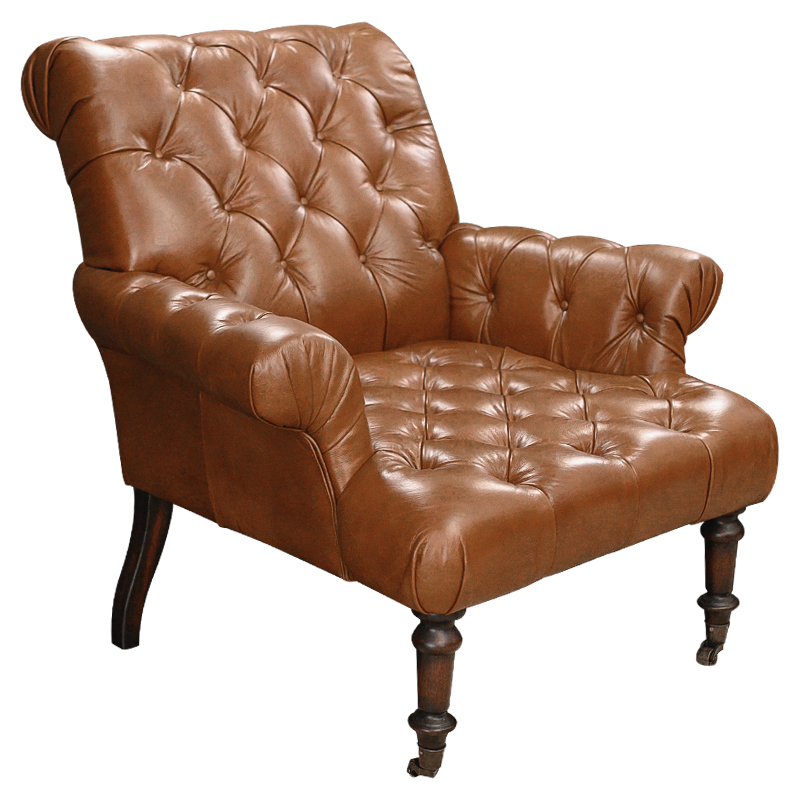 Кресло кожаное Bastien Leather Brown Armchair Коричневый Кресло кожаное Bastien Leather Brown Armchair Коричневый во Владивостоке | Loft Concept