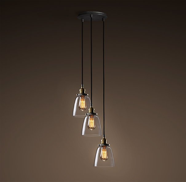 Подвесной светильник Loft Clear Glass Cloche 3 Черный во Владивостоке | Loft Concept 