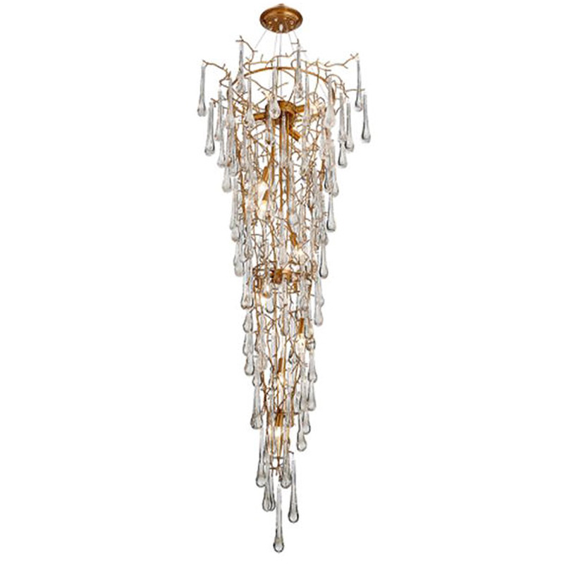 Люстра Waterfall Chandelier Crystal Drops Золотой Прозрачный Люстра Waterfall Chandelier Crystal Drops Золотой Прозрачный во Владивостоке | Loft Concept