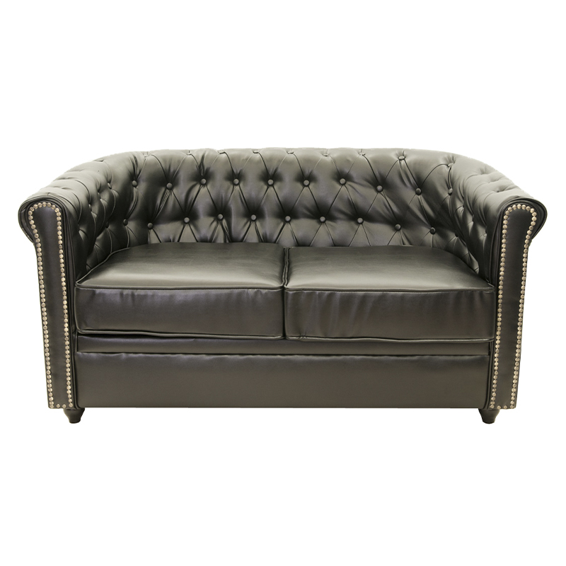 Диван кожаный на деревянных ножках из массива березы Caleb Leather Seating black Черный Диван кожаный на деревянных ножках из массива березы Caleb Leather Seating black Черный во Владивостоке | Loft Concept