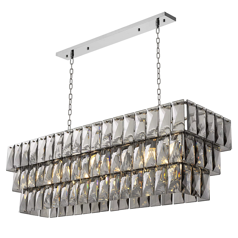 Люстра Eichholtz Chandelier Amazone Rectangular Nickel Никель Стекло Смок Люстра Eichholtz Chandelier Amazone Rectangular Nickel Никель Стекло Смок во Владивостоке | Loft Concept