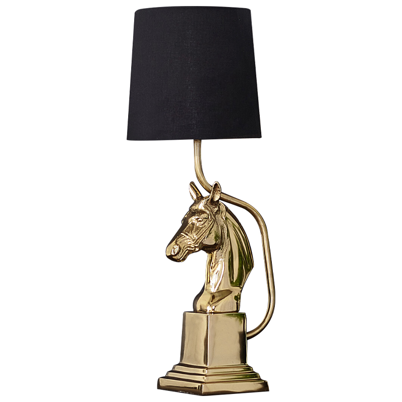 Настольная лампа с абажуром Lampshade Horse Sculpture Gold Черный Глянцевое золото Настольная лампа с абажуром Lampshade Horse Sculpture Gold Черный Глянцевое золото во Владивостоке | Loft Concept