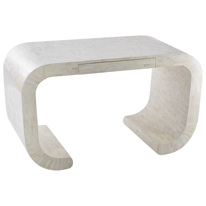 Стол рабочий Bone Inlay Table white Белый Бежевый Стол рабочий Bone Inlay Table white Белый Бежевый во Владивостоке | Loft Concept