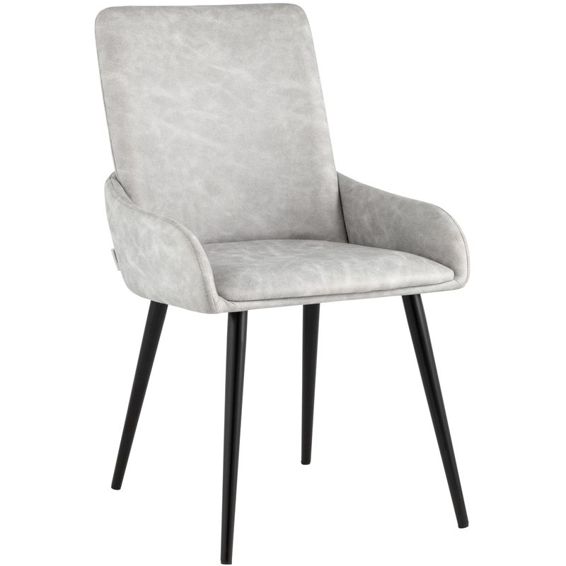 Стул Munchen Chair Светло-Серая Искусственная Замша Светло-серый Черный Стул Munchen Chair Светло-Серая Искусственная Замша Светло-серый Черный во Владивостоке | Loft Concept