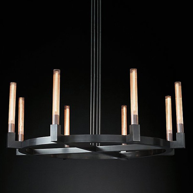 Люстра RH CANELLE Round Chandelier 8 Modern Black Черный Люстра RH CANELLE Round Chandelier 8 Modern Black Черный во Владивостоке | Loft Concept