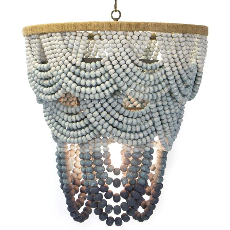 Многоярусная люстра украшенная круглыми бусами Gradient Grey Chandelier Серо-голубой Молочный Песочный во Владивостоке | Loft Concept 
