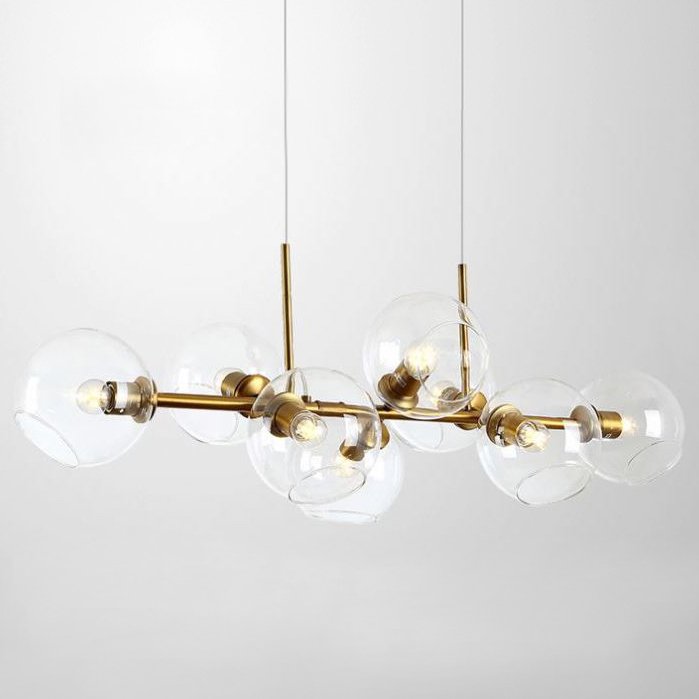 Люстра Staggered Glass Chandelier 8 Золотой Прозрачное Стекло Люстра Staggered Glass Chandelier 8 Золотой Прозрачное Стекло во Владивостоке | Loft Concept