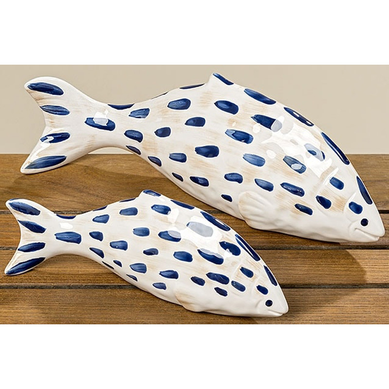 Статуэтка Fish Blue & White Белый Синий Статуэтка Fish Blue & White Белый Синий во Владивостоке | Loft Concept