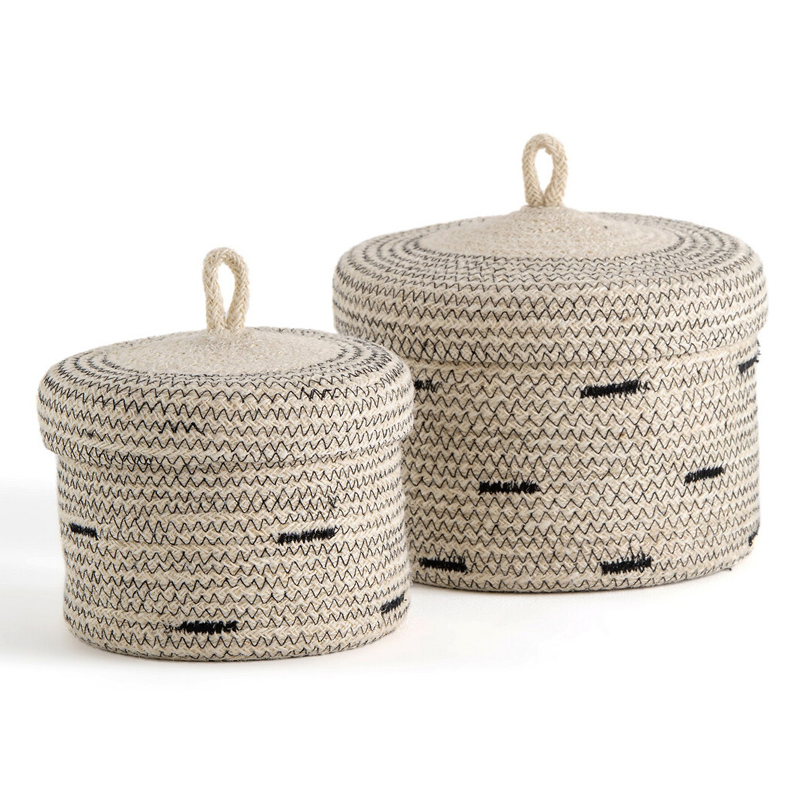 Комплект корзин из джута Wicker Baskets Черный Бежевый Комплект корзин из джута Wicker Baskets Черный Бежевый во Владивостоке | Loft Concept