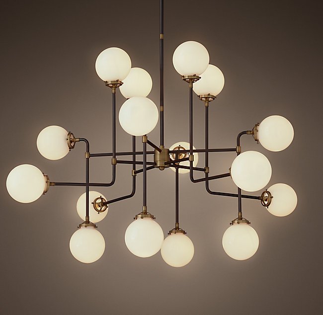 Люстра Bistro Globe Clear Glass Chandelier 16 Milk Черный Люстра Bistro Globe Clear Glass Chandelier 16 Milk Черный во Владивостоке | Loft Concept