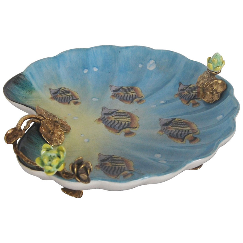 Блюдо Dish Blue Shell Бронза Голубой Блюдо Dish Blue Shell Бронза Голубой во Владивостоке | Loft Concept