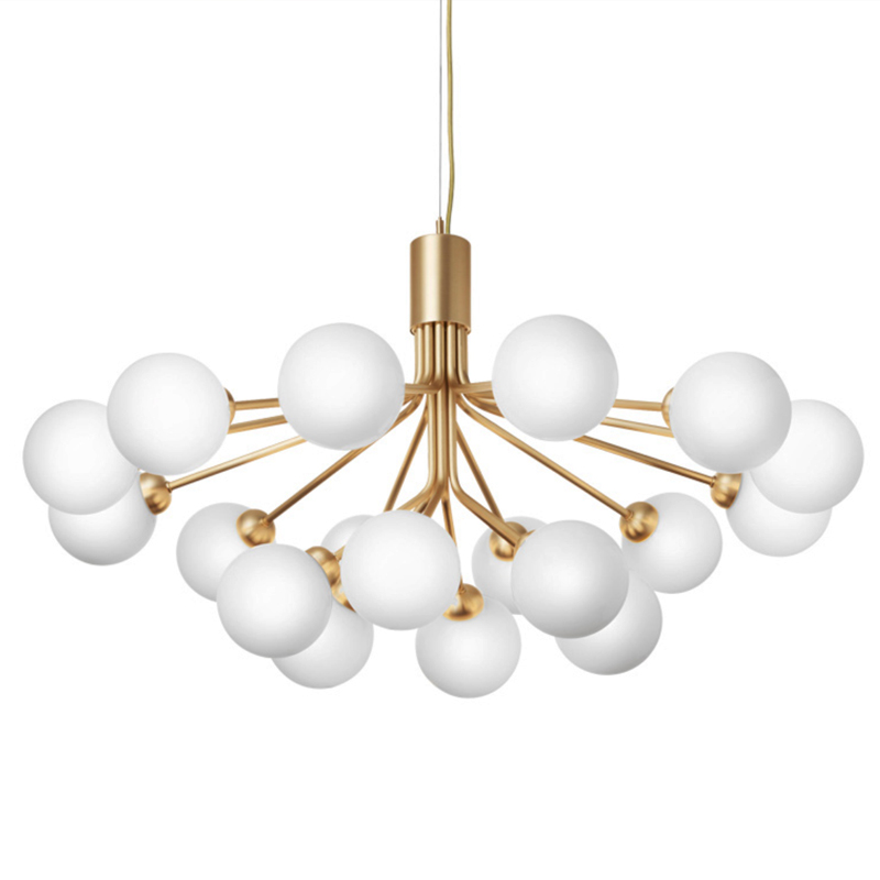 Люстра Berries Chandelier White Balloons Gold 18 Золотой Белое матовое стекло Люстра Berries Chandelier White Balloons Gold 18 Золотой Белое матовое стекло во Владивостоке | Loft Concept