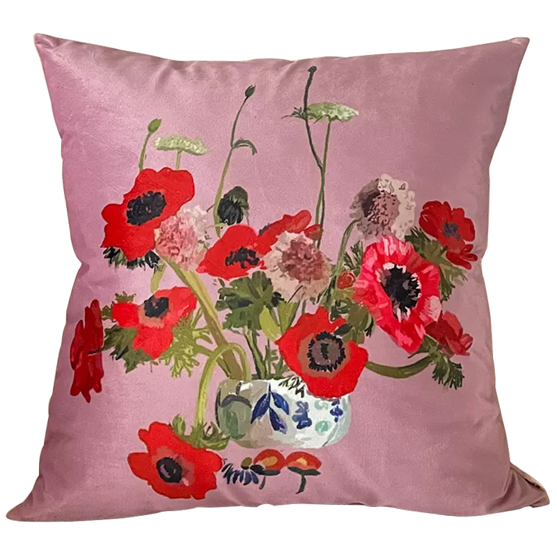 Декоративная подушка Red Poppy Flowers Pillow Розовый Красный Мульти Декоративная подушка Red Poppy Flowers Pillow Розовый Красный Мульти во Владивостоке | Loft Concept