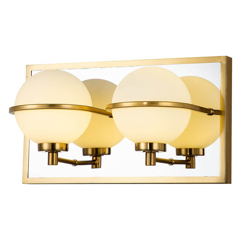 Бра Two Balls Reflection Wall Lamp Латунь Белый Бра Two Balls Reflection Wall Lamp Латунь Белый во Владивостоке | Loft Concept