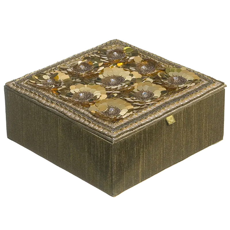 Шкатулка с вышивкой из бисера Flower Beads Embroidery Box Золотой Шкатулка с вышивкой из бисера Flower Beads Embroidery Box Золотой во Владивостоке | Loft Concept