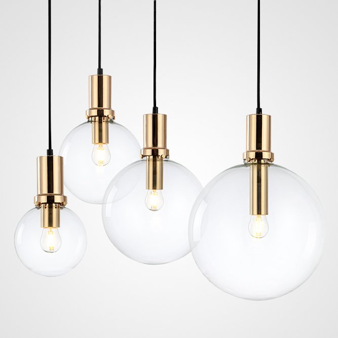 Подвесной светильник Glass Globe Gold Прозрачное Стекло Золотой Подвесной светильник Glass Globe Gold Прозрачное Стекло Золотой во Владивостоке | Loft Concept