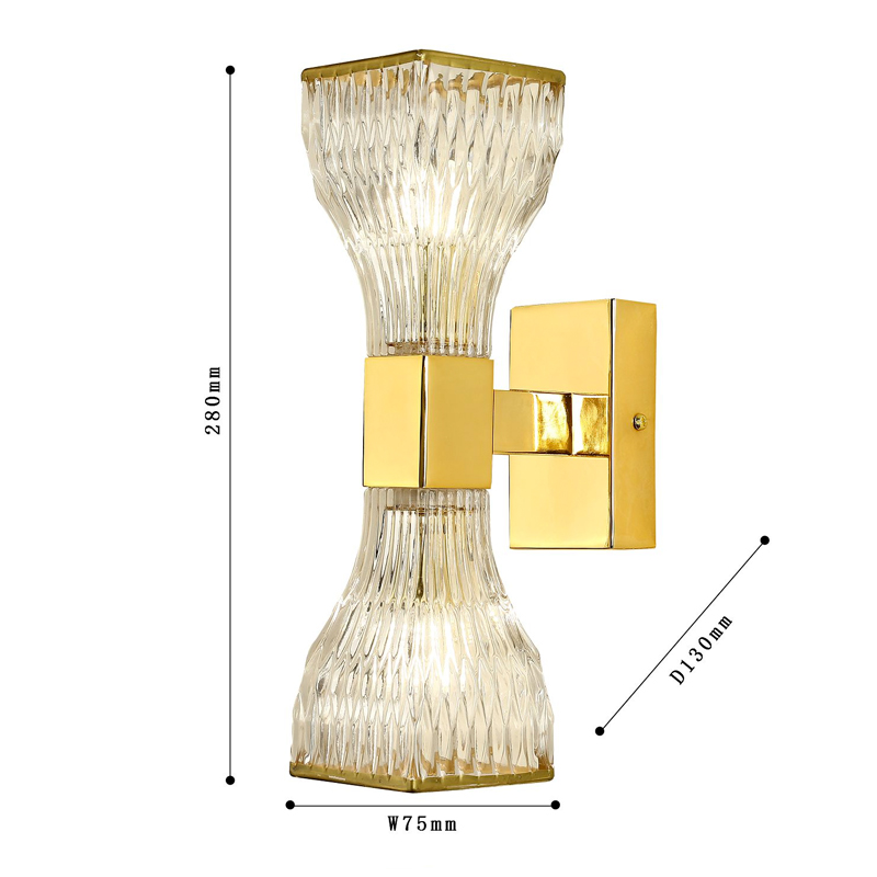 Бра с двумя плафонами из рельефного стекла GLASS HORN Gold во Владивостоке