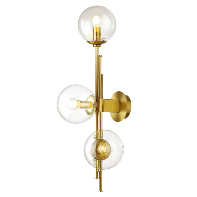Бра TRILOGY WALL SCONCE Clear glass 70 Латунь Прозрачное Стекло Бра TRILOGY WALL SCONCE Clear glass 70 Латунь Прозрачное Стекло во Владивостоке | Loft Concept