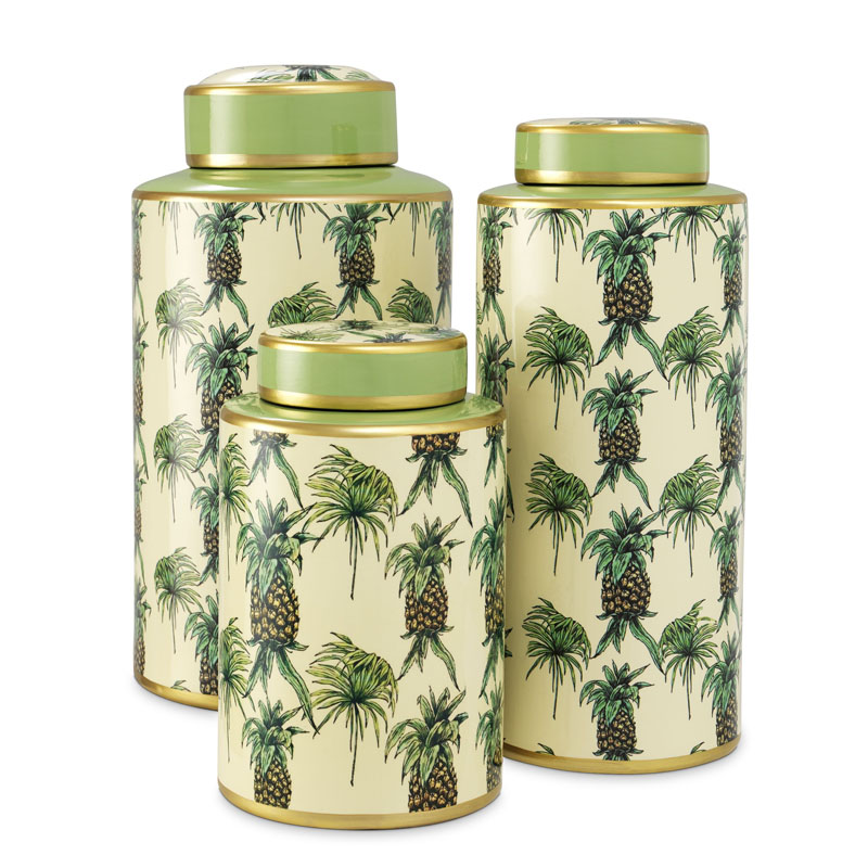Комплект Ваз Eichholtz JAR PINEAPPLE SET OF 3 Бежевый Золотой Зеленый Комплект Ваз Eichholtz JAR PINEAPPLE SET OF 3 Бежевый Золотой Зеленый во Владивостоке | Loft Concept