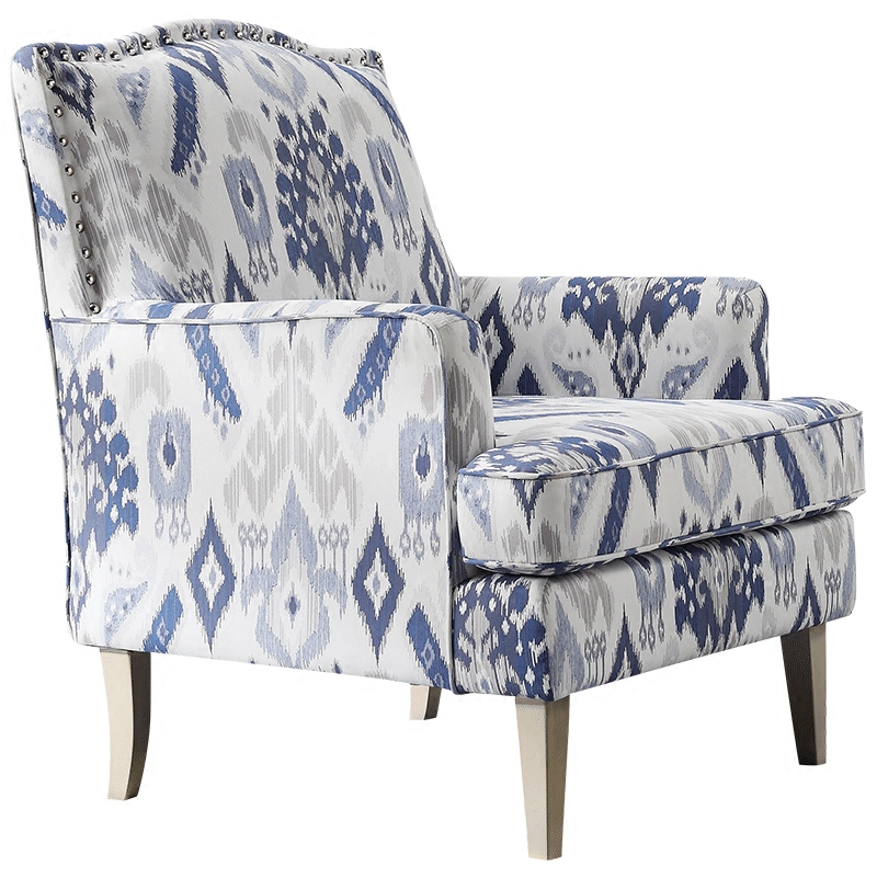 Кресло Armchair Ornament Blue Ikat Белый Светло-синий Бежевый Кресло Armchair Ornament Blue Ikat Белый Светло-синий Бежевый во Владивостоке | Loft Concept