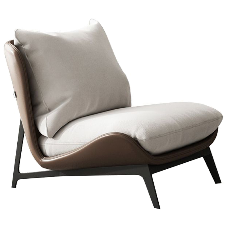 Кресло Maxwell White Textile Leather Armchair Белый Коричневый Черный Кресло Maxwell White Textile Leather Armchair Белый Коричневый Черный во Владивостоке | Loft Concept