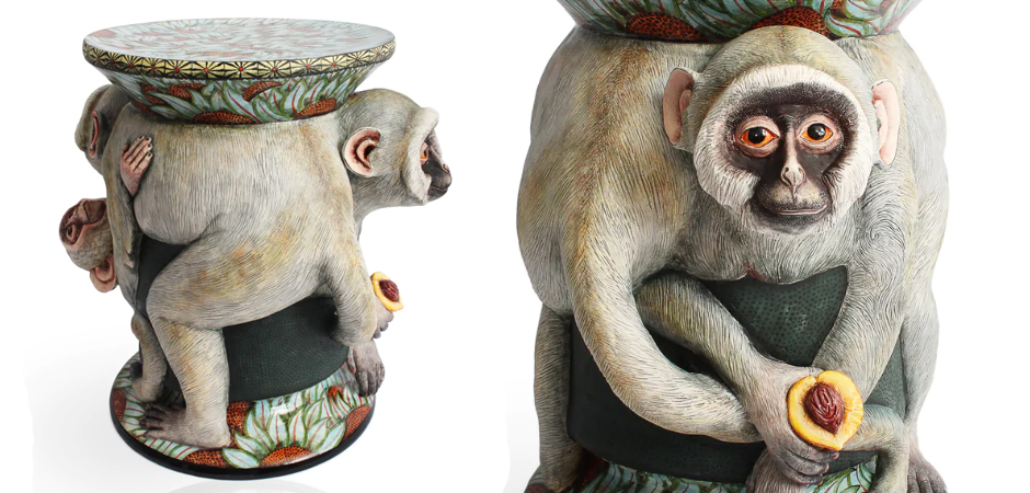 Табурет Обезьяна с фруктом ручная работа Monkey Side Table Табурет Обезьяна с фруктом ручная работа Monkey Side Table - Loft-Concept во Владивостоке