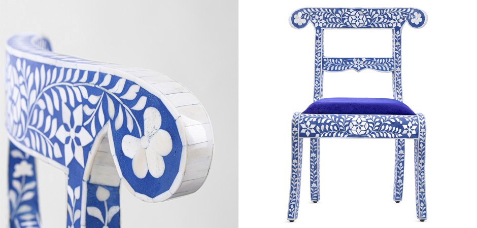 Стул инкрустация костью Bone Inlay Chairs синий Стул инкрустация костью Bone Inlay Chairs синий - Loft-Concept во Владивостоке
