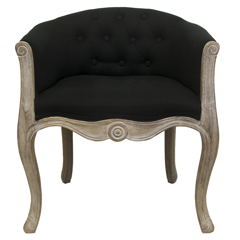 Кресло низкое в стиле прованс Louis French Armchair black flax Черный Бежево-серый Кресло низкое в стиле прованс Louis French Armchair black flax Черный Бежево-серый во Владивостоке | Loft Concept