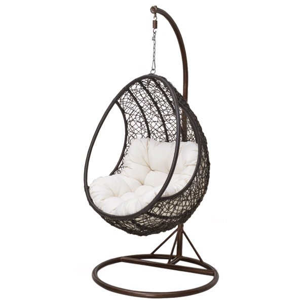 Кресло Swing chair outdoor Coffee Egg Коричневый Черный матовый Кресло Swing chair outdoor Coffee Egg Коричневый Черный матовый во Владивостоке | Loft Concept