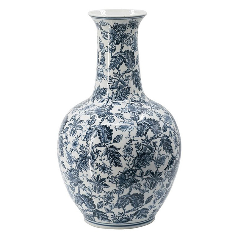Ваза с классическим узором шинуазри синего цвета Blue & White Ornament Белый Синий Ваза с классическим узором шинуазри синего цвета Blue & White Ornament Белый Синий во Владивостоке | Loft Concept
