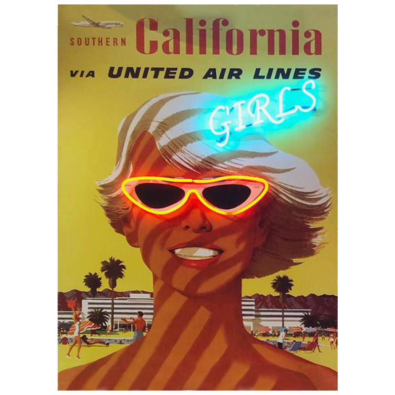 Неоновый Ретро Постер California Girls Мульти Неоновый Ретро Постер California Girls Мульти во Владивостоке | Loft Concept