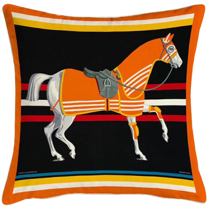 Декоративная подушка Hermes Horse 67 Черный Оранжевый Желтый Мульти Декоративная подушка Hermes Horse 67 Черный Оранжевый Желтый Мульти во Владивостоке | Loft Concept
