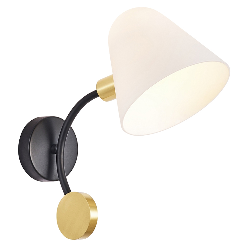 Бра с белым матовым плафоном Wind Bells Белый Золотой Черный Бра с белым матовым плафоном Wind Bells Белый Золотой Черный во Владивостоке | Loft Concept