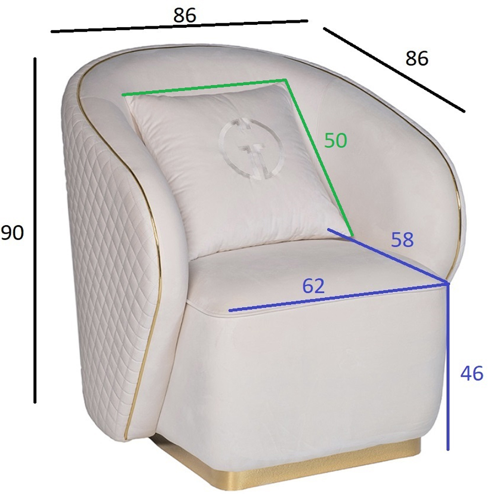 Кресло велюровое оттенка слоновой кости с простроченной спинкой Perfect Comfort во Владивостоке