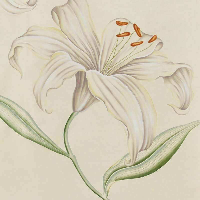 Обои ручная роспись Lilium Special Colourway on Ivory dyed silk Обои ручная роспись Lilium Special Colourway on Ivory dyed silk во Владивостоке | Loft Concept